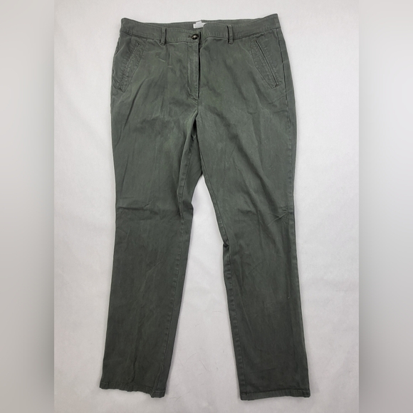 J Jill Pants Womens Green Chino Pants Soft Green Straight Mid Rise Size 14 - Picture 1 of 9